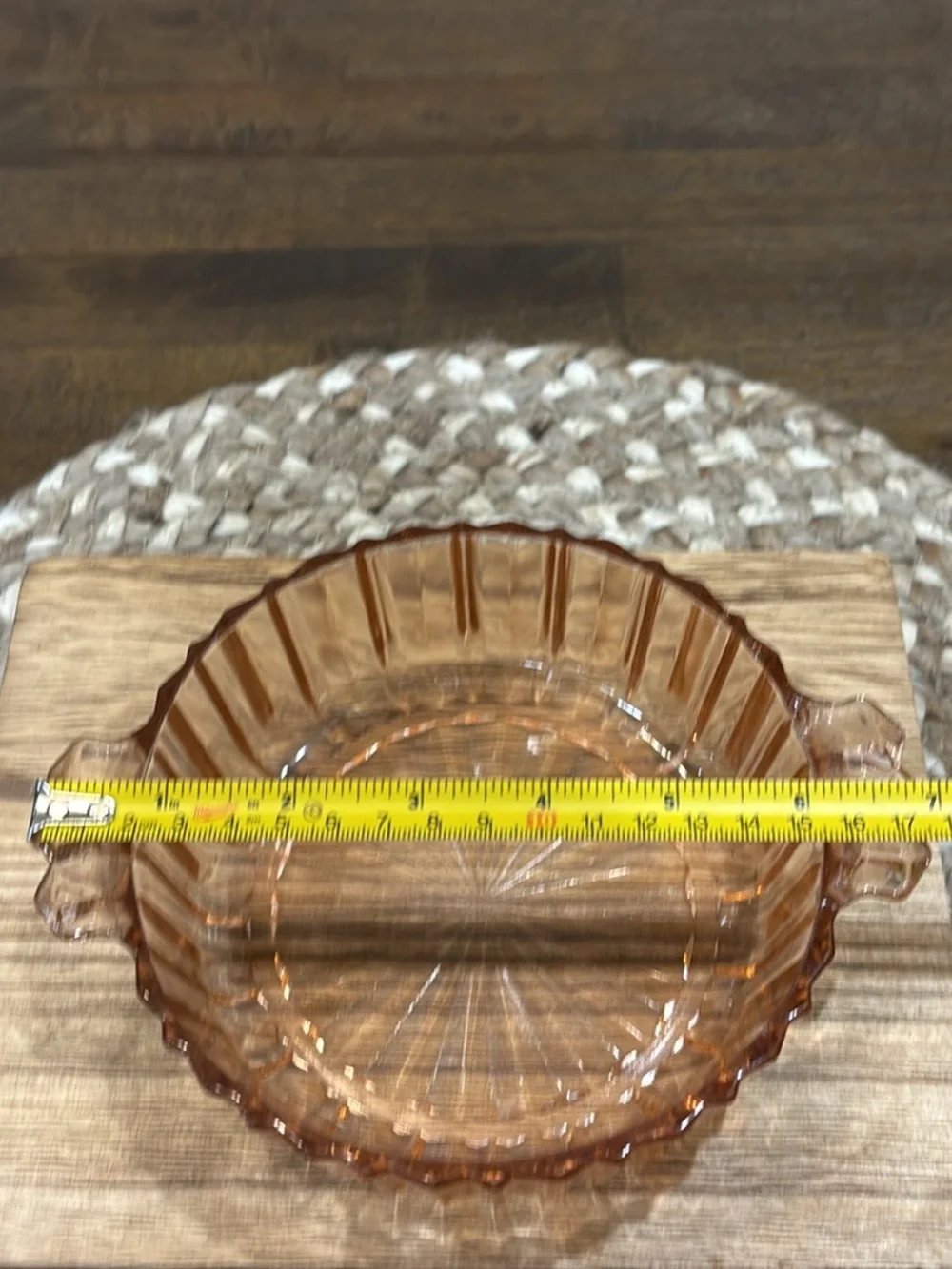 Vintage Pink Carnival Glass Serving Dish